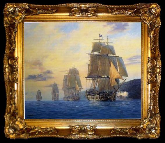 framed  unknow artist Seascape, boats, ships and warships.83, ta009-2
